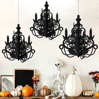 Nouvelle Conception Nicro : Porte-bougie Crâne 3D, Ornement Suspendu Maison Hantée, Décoration de Plafond en Papier pour Fête d'Halloween