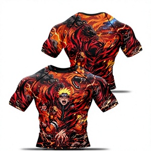 Rashguard de compression en Spandex imprimé sur mesure à manches courtes, sublimation frontale, respirant, pour grappling - Product Image 1