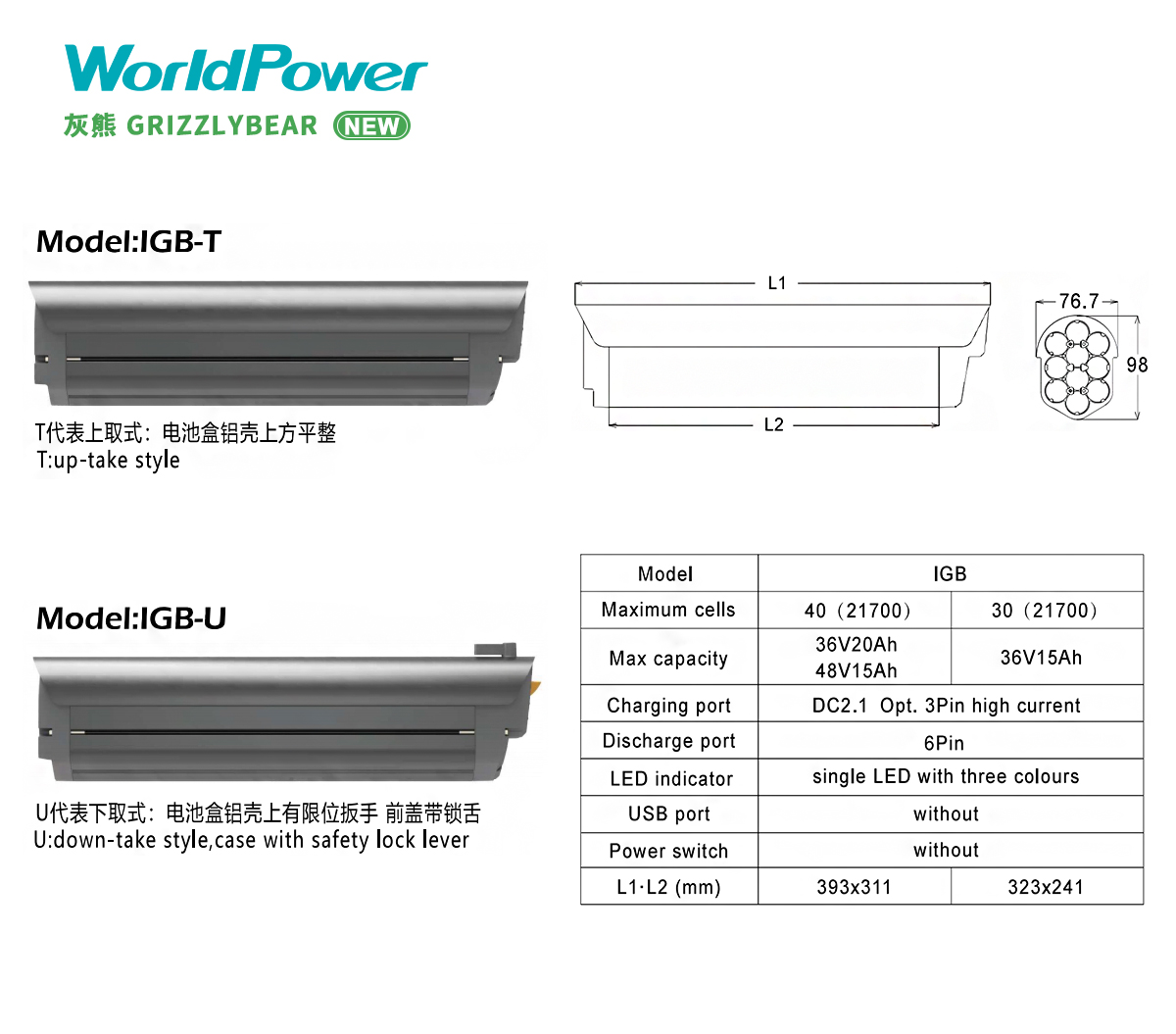 Worldpower OEM перезаряжаемый литий-ионный аккумулятор 21700 48 в 36 в 15 Ач 20 Ач для электровелосипеда