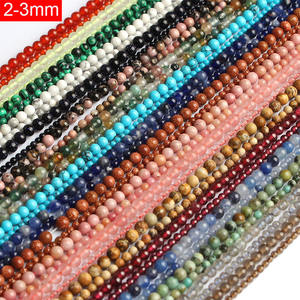 2-3 حبات سائبة مستديرة من الحجر الطبيعي أحجار كريمة كريستال جمشت كوارتز وردي اللابسي عقيق أحمر عقيق تركواز خرزات سائبة - Product Image 1