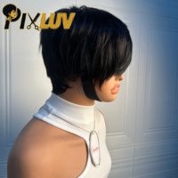 Perruques en cheveux humains en gros, fournisseurs de perruques courtes coupe pixie, cheveux brésiliens bruts, sans colle, sans dentelle, fabriquées à la machine pour femmes noires