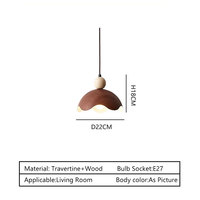 Lampe suspendue moderne en bois avec accent en pierre naturelle pour salle à manger, îlot de cuisine, restaurant