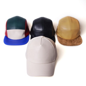 Venta al por mayor personalizado 5 paneles <span class=keywords><strong>de</strong></span> <span class=keywords><strong>cuero</strong></span> en blanco correr gorra <span class=keywords><strong>Camper</strong></span> sombrero para hombres y mujeres - Product Image 6