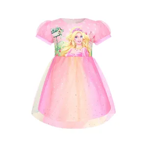 barbie red gown Suppliers-Toddler Bé Gái Công Chúa Ăn Mặc Mùa Hè Teen Cô Gái Dresses Quần Áo Trẻ Em Phim Hoạt Hình Trang Phục Barbie Làm Đảng DC41