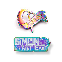 Badges en alliage de zinc à placage arc-en-ciel et peinture thermolaquée, à changement de couleur, phosphorescents, accessoires de badges incrustés de diamants
