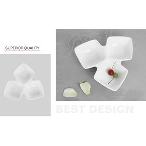 Platos de Cerámica de Diseño Simple con 3 Compartimentos para Servir <span class=keywords><strong>Tapas</strong></span>, Postres, Platos de Porcelana para Catering - Product Image 4