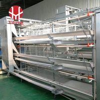 Cage à poulets automatique de type H à 4 niveaux en acier galvanisé avec courroie de fumier, collecte d'œufs OEM, abreuvoir à tétine, haute densité