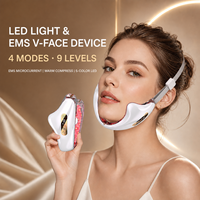 Appareil de lifting visage et cou à micro-courant 4 modes, compresse chaude LED 5 couleurs, masseur facial amincissant double menton