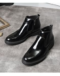 Soft Genuine Leather Chelsea Mens Boots Zippers Shiny Brocade Floral Design Breathable Anti-Slippery Flat Lightweight Short - Product Image 6