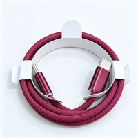 Kabel USB-C ke USB-C 60W PD 1m 6A Pengisian Cepat, Kabel Data Berlapis Nilon OD 3.4 untuk iPhone 18/17/16/15 Pro Max iPad