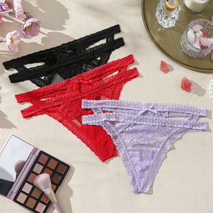 <span class=keywords><strong>Culottes</strong></span> pour femmes respirantes en gros, bretelles croisées spaghetti, confortables, en dentelle, transparentes, <span class=keywords><strong>string</strong></span> en dentelle transparente - Product Image 6