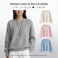 Pull en cachemire pour femme, col rond, manches longues, coupe décontractée, tricot anti-rides, automne-hiver, OEM ODM