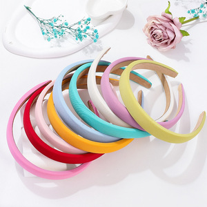 Bandeau fin en éponge couleur unie style coréen, en satin, pour femme, usage quotidien, accessoires pour cheveux et lavage du visage - Product Image 1