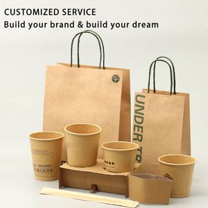 Custom Sturdy Brown Kraft Paper Shopping <b>Bag</b> Printed Logo Reinforced Foldable Heavy Duty for Retail Merchandise - Product Image 2