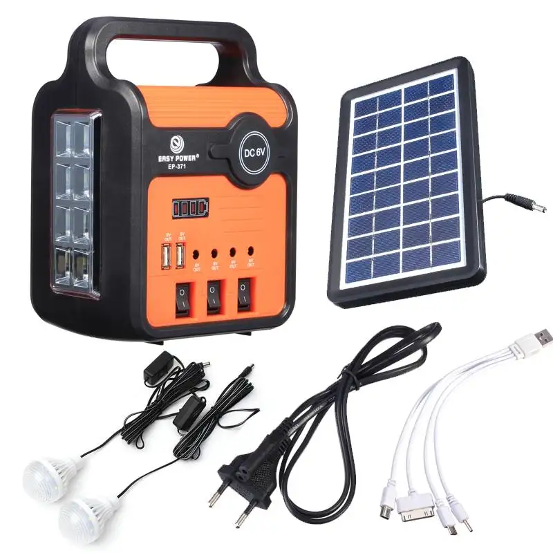 Panneau photovoltaïque Portable complet avec panneau photovoltaïque, lampe de Camping, Mini générateur, éclairage domestique, Kit d'énergie solaire avec batterie