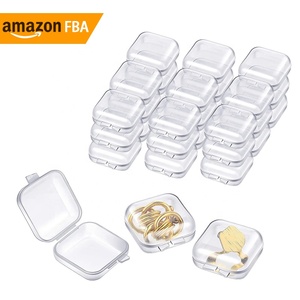Mini Clear Jewelry Box Earring Organizers Hinged Lid Small Plastic Storage Box