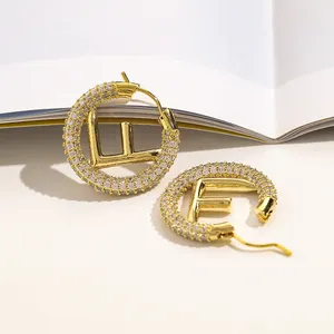 Новое поступление, роскошные дизайнерские серьги известного бренда, циркониевые серьги-кольца для женщин