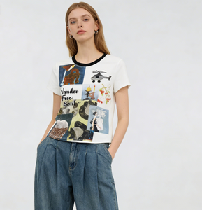 T-shirt estival décontracté pour femme, style grunge et fairycore, esthétique Wander Free Soul, 100% coton jersey imprimé, séchage rapide - Product Image 2