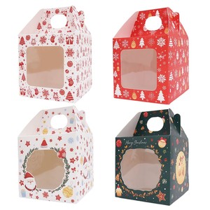 Boîte à friandises de Noël avec fenêtre, boîte à biscuits et snacks, Joyeux Noël, emballage de pâtisserie de Noël en carton <span class=keywords><strong>vert</strong></span> et blanc - Product Image 1