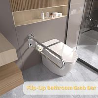 Barre d'appui de sécurité murale pliable antidérapante de 24 pouces en acier inoxydable, barre d'appui de douche pliable en forme de U, barres d'appui moletées pour toilettes