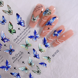 Hot Selling Purple Laser Butterfly Nail Art <b>Stickers</b> Self Adhesive 5D Colorful Butterfly Fairy <b>Stickers</b> <b>Decals</b> - Product Image 4