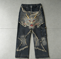 Pantalons de survêtement streetwear personnalisés, vêtements vintage hip-hop, mode, jeans pour hommes, patchs brodés, pantalons taille haute, pantalons pour hommes