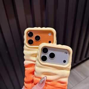 Coque de téléphone 3D à texture froissée contrastée pour iPhone 16 Pro Max / 17 / 15 / 14, Housse de protection antichoc de luxe - Product Image 6
