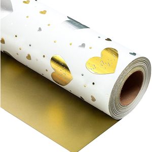 Burymento Gold Foil Heart Wrapping Paper 17 In X 32.8 Ft Reversible <b>Gift</b> <b>Wrap</b> For Valentine's Day Birthday <b>Wedding</b> - Product Image 1
