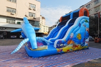 Toboggan gonflable sous-marin LilyToys avec décoration de requin pour parc d'attractions et fête en plein air