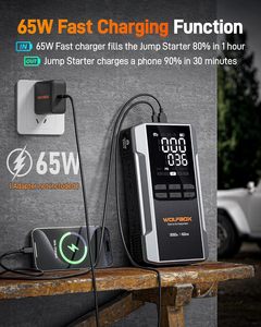 WOLFBOX MegaVolt 16 Air 3000A Démarreur de batterie portable avec compresseur d'air 59,2 Wh 160 PSI, charge rapide 65 W, pack batterie 12 V - Product Image 5