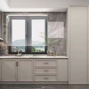 Mueble de Cocina Moderno con Isla, Puerta de Vidrio, Bisagras de Mármol, Cajón, Cesta, Diseño de Alacena Personalizado, Juego Completo de Muebles en Venta - Product Image 2