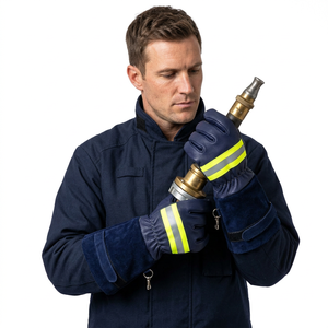Guantes de Seguridad para Bomberos, Material de Cuero, Franja Reflectante, Resistentes a la Abrasión, Puño de Seguridad de 28 cm, Grosor de 7 oz, Sin Silicona - Product Image 6