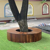 Banc de parc extérieur personnalisé, chaise arbre moderne et élégante pour allée de quartier commercial