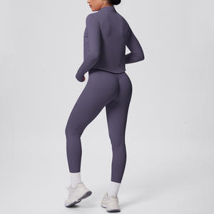 Ensemble de yoga 5 pièces sans couture pour femmes grandes tailles, respirant, séchage rapide, léger, imperméable, ajustement parfait, taille haute, fermeture éclair intégrale, pour entraînement et gym - Product Image 6
