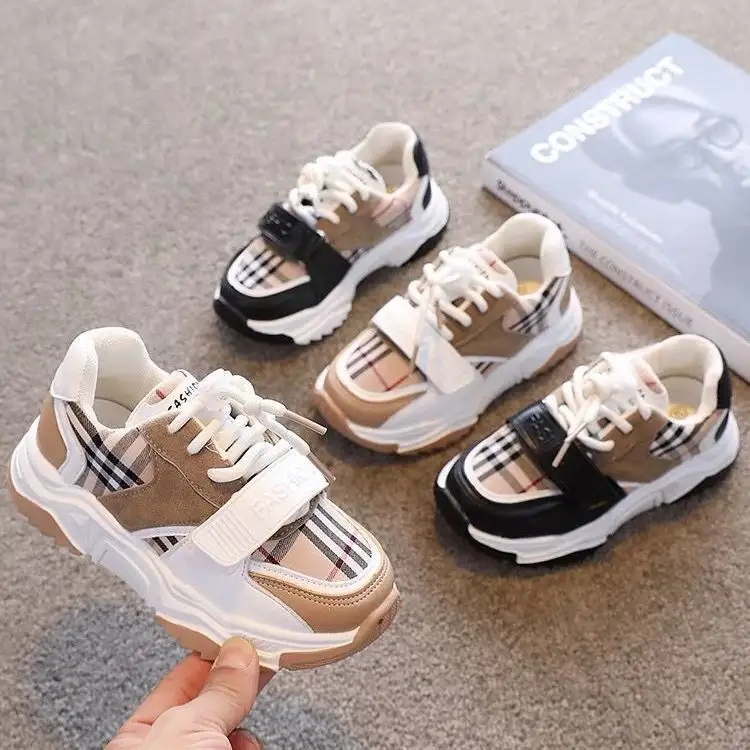 New Fashion Spring Autumn Winter Kids Shoes Plaid Outwear Casual Baby Boy Girl Shoes Sneakers