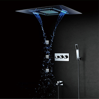 Pomme de douche LED de luxe, système de douche à pluie de 64 couleurs, 800x600mm, avec télécommande