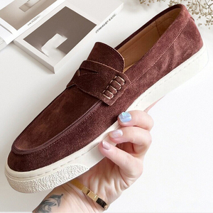 Eleganti Scarpe da Passeggio Italiane di Alta Qualità per Uomo, Mocassini <span class=keywords><strong>in</strong></span> Pelle Scamosciata Resistenti, Taglie Grandi, Casual - Product Image 4