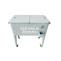 Camping extérieur Ice Cool Cart Metal Rolling Cooler Ice Beer Boissons Coffre à boissons avec roues