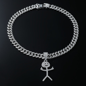 2026 Hot Selling Cute Cartoon Design Pendant Geometric Necklace <b>Cuban</b> <b>Link</b> <b>Chain</b> Men's Necklaces Fashion Jewelry Wholesale - Product Image 4