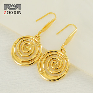 ZOGXIN Geometric Spiral Drop Earrings Gold Plated 18K Stainless Steel For Women Party Jewelry - Product Image 1
