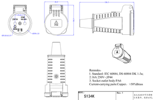 <span class=keywords><strong>Prise</strong></span> électrique industrielle standard danoise ZNPON 16A avec couvercle, <span class=keywords><strong>prise</strong></span> murale AC 250V verte et orange, IP44 S134K, pratique - Product Image 5