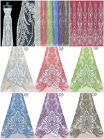 Tissu en dentelle de tulle brodé de sequins et de perles, motif feuille de vigne, pour robes de mariée et tenues de mariée