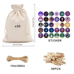 Sac à cordon transfrontalier avec calendrier de compte à rebours 1-30 pour cadeau de collation pour enfants Festivals du Moyen-Orient Fournitures de fête - Product Image 5