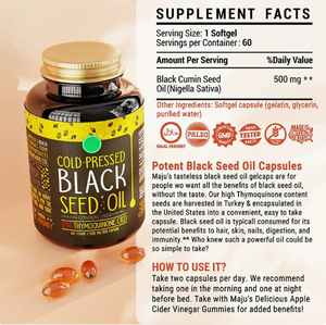 Capsule di <span class=keywords><strong>Olio</strong></span> di <span class=keywords><strong>Semi</strong></span> di <span class=keywords><strong>Cumino</strong></span> <span class=keywords><strong>Nero</strong></span> - 60 Pezzi, Supporta la Funzione Respiratoria Sana e Allevia il Disagio Respiratorio Occasionale - Product Image 3