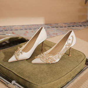 Chaussures d'hiver à talons hauts pointus en strass, talon aiguille, dessus en cuir véritable, antidérapantes, style Phénix, sexy - Product Image 3