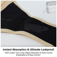 Ropa Interior Menstrual con Cierre de Gancho y Ojal Ajustable, Certificación OEKO-TEX, Reutilizable, 4 Capas, a Prueba de Fugas, Sin Costuras