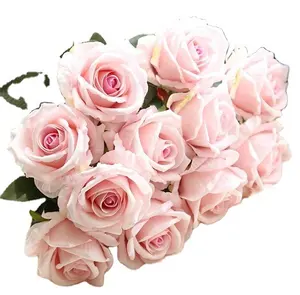 Оптовая продажа, пластиковые, шелковые, бархатные розы, Искусственные Свадебные цветы