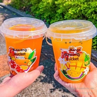 Seau à thé aux fruits transparent extra-épais de 1L avec couvercle perforé de 700ml, seau à thé au lait en plastique PP, tasse à boisson Eighty-five