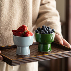 Cuenco de postre de pie alto de estilo <span class=keywords><strong>chino</strong></span> moderno, plato de cerámica para repostería de frutas para sala de té, hoteles y restaurantes, juego de vajilla elegante - Product Image 5