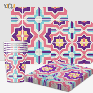 Xieli – motif de carreaux marocain sans couture, assiettes de tous les jours en papier Premium, vaisselle en papier <span class=keywords><strong>jetable</strong></span> - Product Image 1